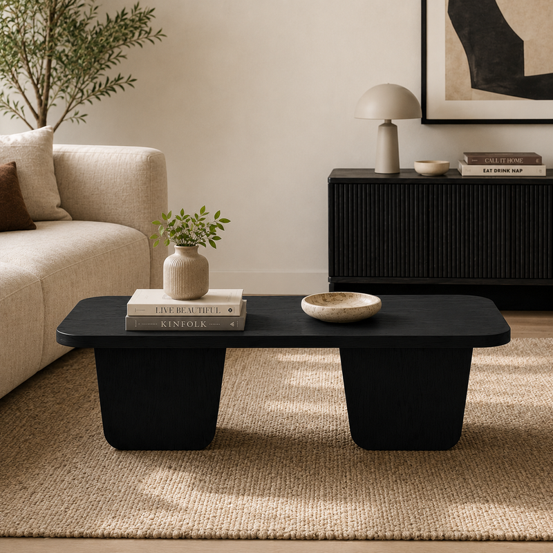 Premium Black Oak Finish Coffee Table