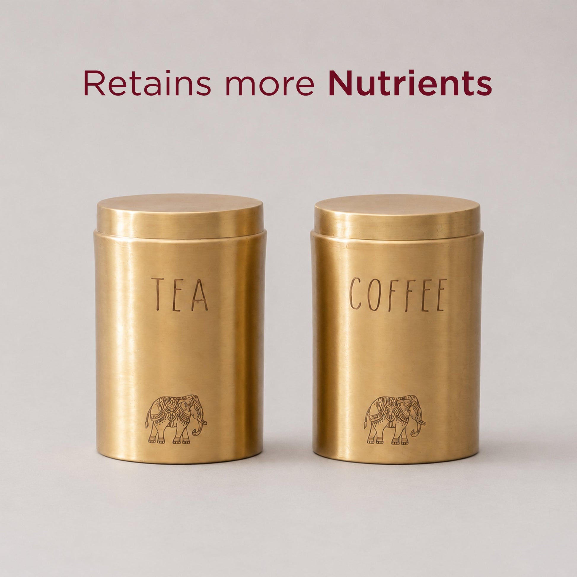 Pure Brass Tea and Coffee Container Set with Elephant Motif