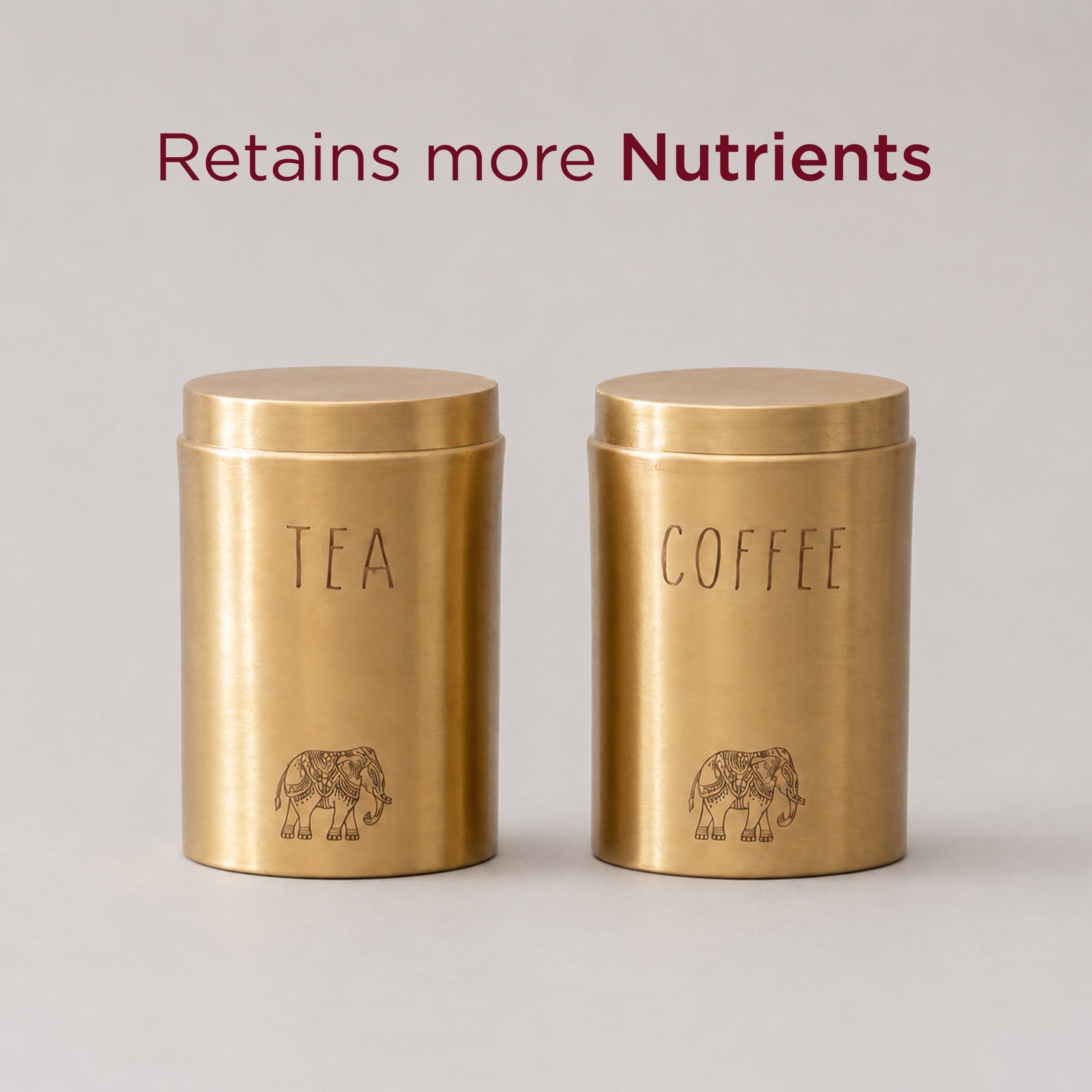 Pure Brass Tea and Coffee Container Set with Elephant Motif