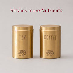 Pure Brass Tea and Coffee Container Set with Elephant Motif