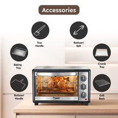 Prestige POTG 28AC 28L OTG, 1500W, Air Fry, Rotisserie, 2 Heaters, Timer, 2Y Warranty + Prestige Nutri-Zen Mixer Grinder, 3 Polycarbonate Jars (Big 1000ml, Sipper with Handle 700ml, Small 700ml)