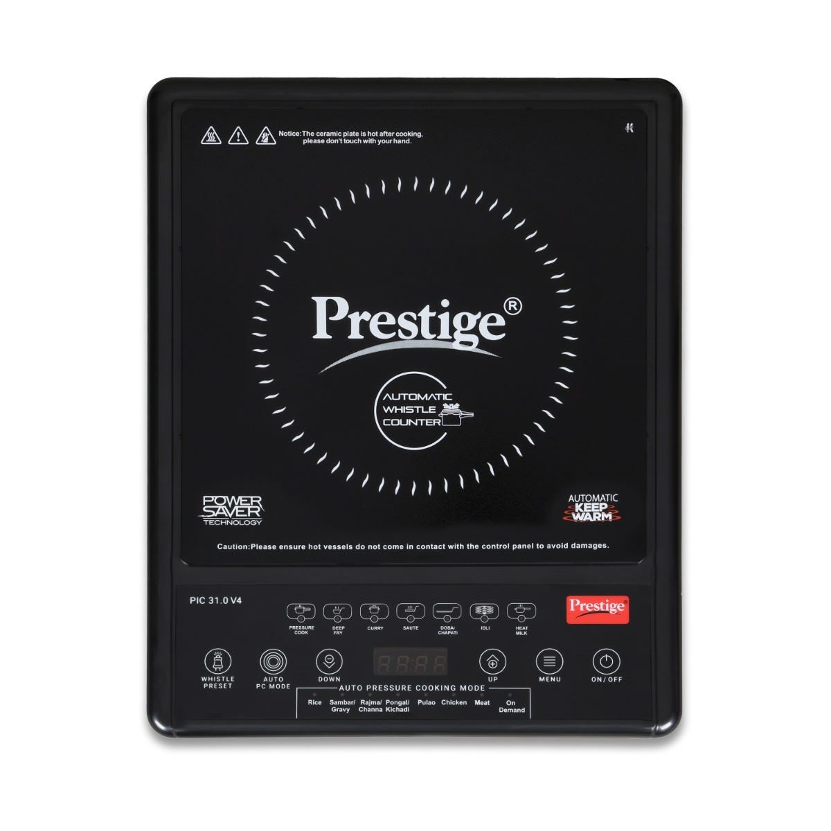 Prestige Induction Cooktop PIC 31.0 V4 + Prestige Omega Deluxe Granite Alpha 3 Pc BYK Non-Stick Set: Kadai 24cm with Glass Lid, Omni Tawa 28cm, Fry Pan 24cm, Gas & Induction Compatible