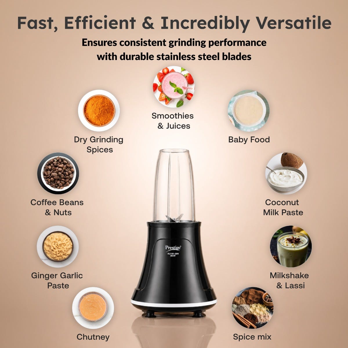 Prestige Digi-OTG 28L Oven Toaster Grill, Digital Display, Convection/Air Fryer, Rotisserie + Prestige Nutri-Zen Mixer Grinder, 3 Polycarbonate Jars (Big 1000ml, Sipper with Handle 700ml, Small 700ml)