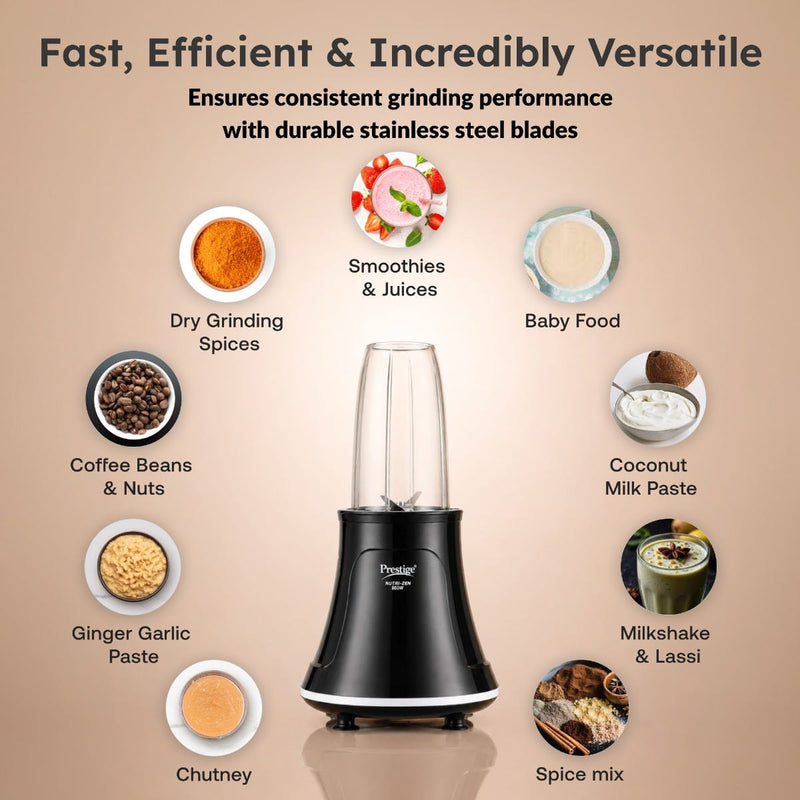 Prestige Digi-OTG 28L Oven Toaster Grill, Digital Display, Convection/Air Fryer, Rotisserie + Prestige Nutri-Zen Mixer Grinder, 3 Polycarbonate Jars (Big 1000ml, Sipper with Handle 700ml, Small 700ml)