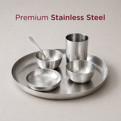 6-Piece Stainless Steel Solid Dinner Set • Matte Finish • Serves 1