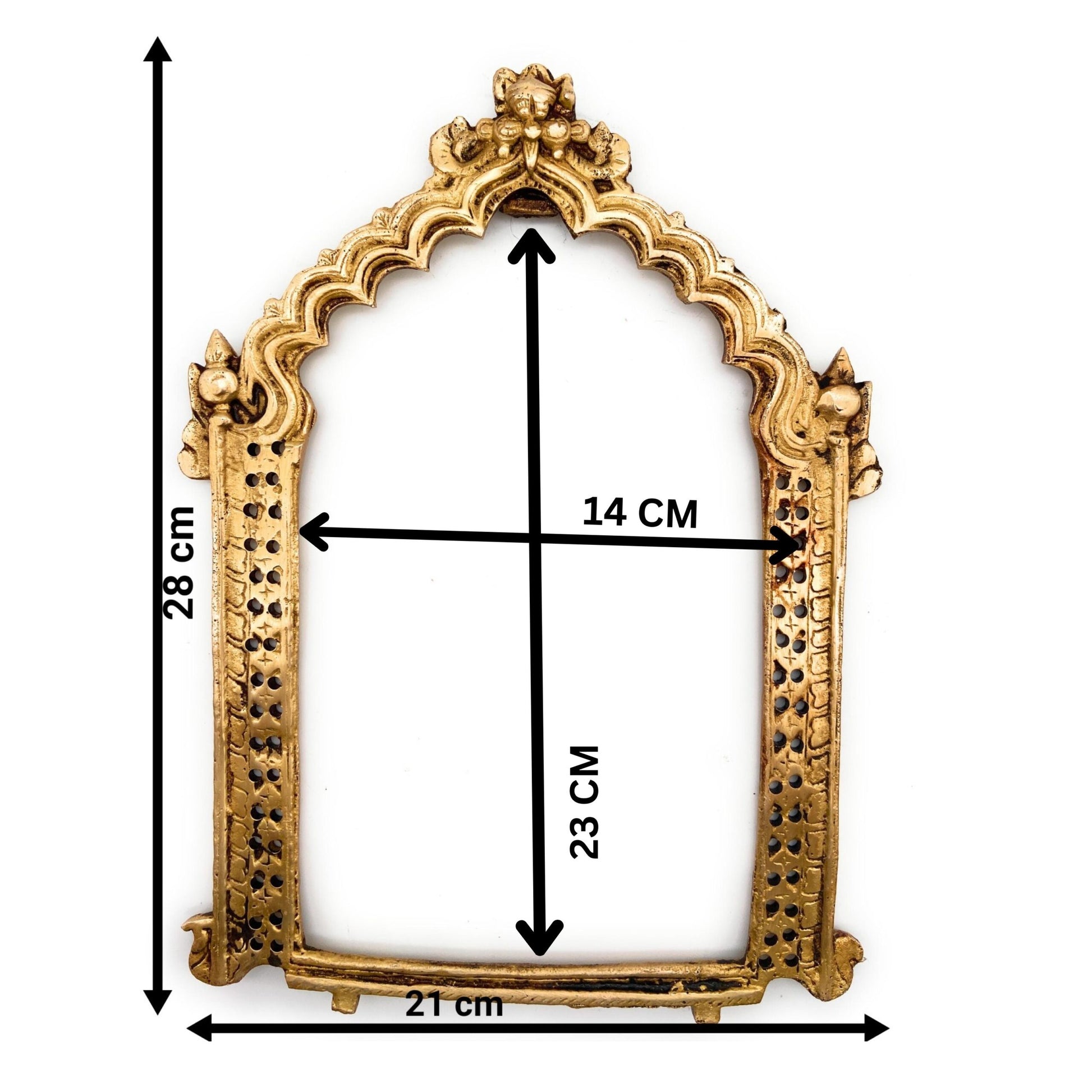 Traditional Brass Prabhavali Arch Frame | Tiruvasi Prabhamandala Prabhavalli Deity Backplate for Pooja Room & Temple Decor,Gold, 11 Inch, 1 Piece