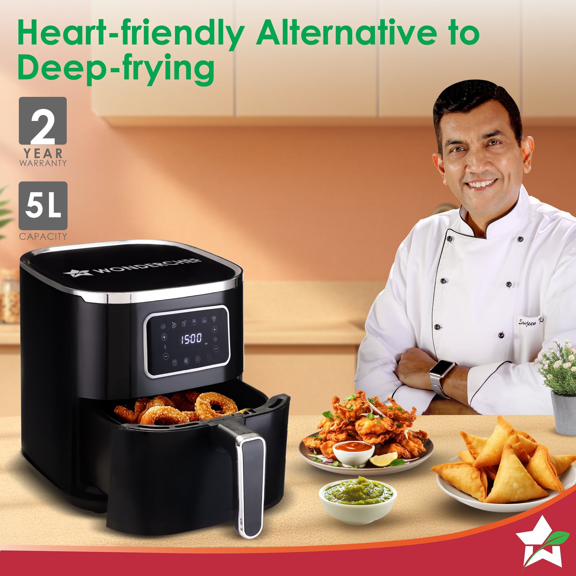 Platinum Digital Air Fryer | 5L | Rapid Air Technology | 7 Pre-Set Menu Options | Temperature and Time Control | Digital Interface | Chrome Finish | 1 Year Warranty