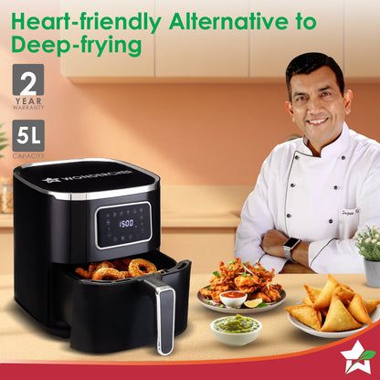 Platinum Digital Air Fryer | 5L | Rapid Air Technology | 7 Pre-Set Menu Options | Temperature and Time Control | Digital Interface | Chrome Finish | 1 Year Warranty