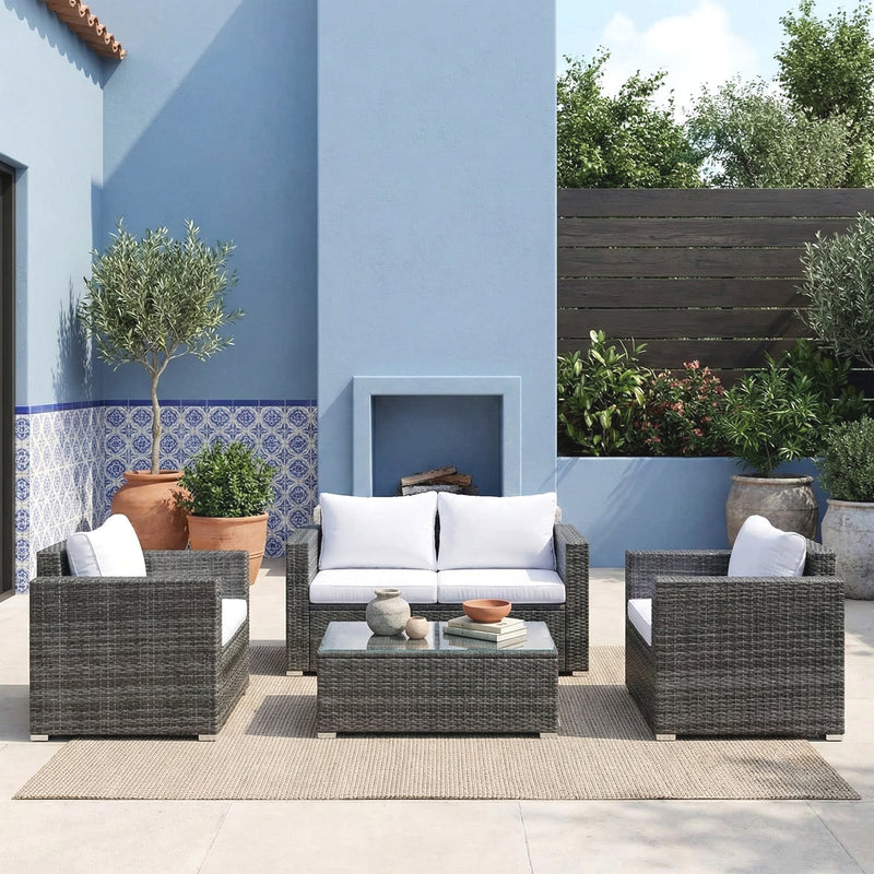 Roros Outdoor Sofa Set 2 Seater, 2 Single seater and 1 Center Table Set (Grey)