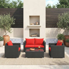Olavarria Outdoor Sofa Set 2 Seater, 2 Single seater and 1 Center Table (Red)