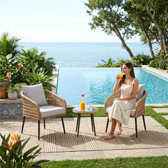 Yuri Outdoor Patio Seating Set 2 Chairs and 1 Table Set (Honey)