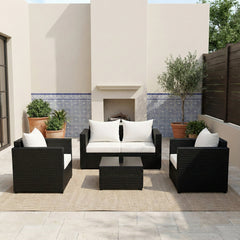 Calmo Outdoor Sofa Set 2 Seater , 2 Single seater and 1 Center Table Set (Black)