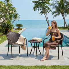 Bovina Outdoor Patio Seating Set 2 Chairs and 1 Table Set (Brown)