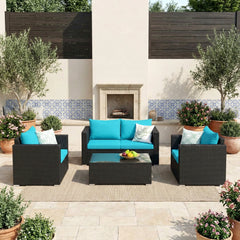 Carcamo Outdoor Sofa Set 2 Seater, 2 Single seater and 1 Center Table (Blue)