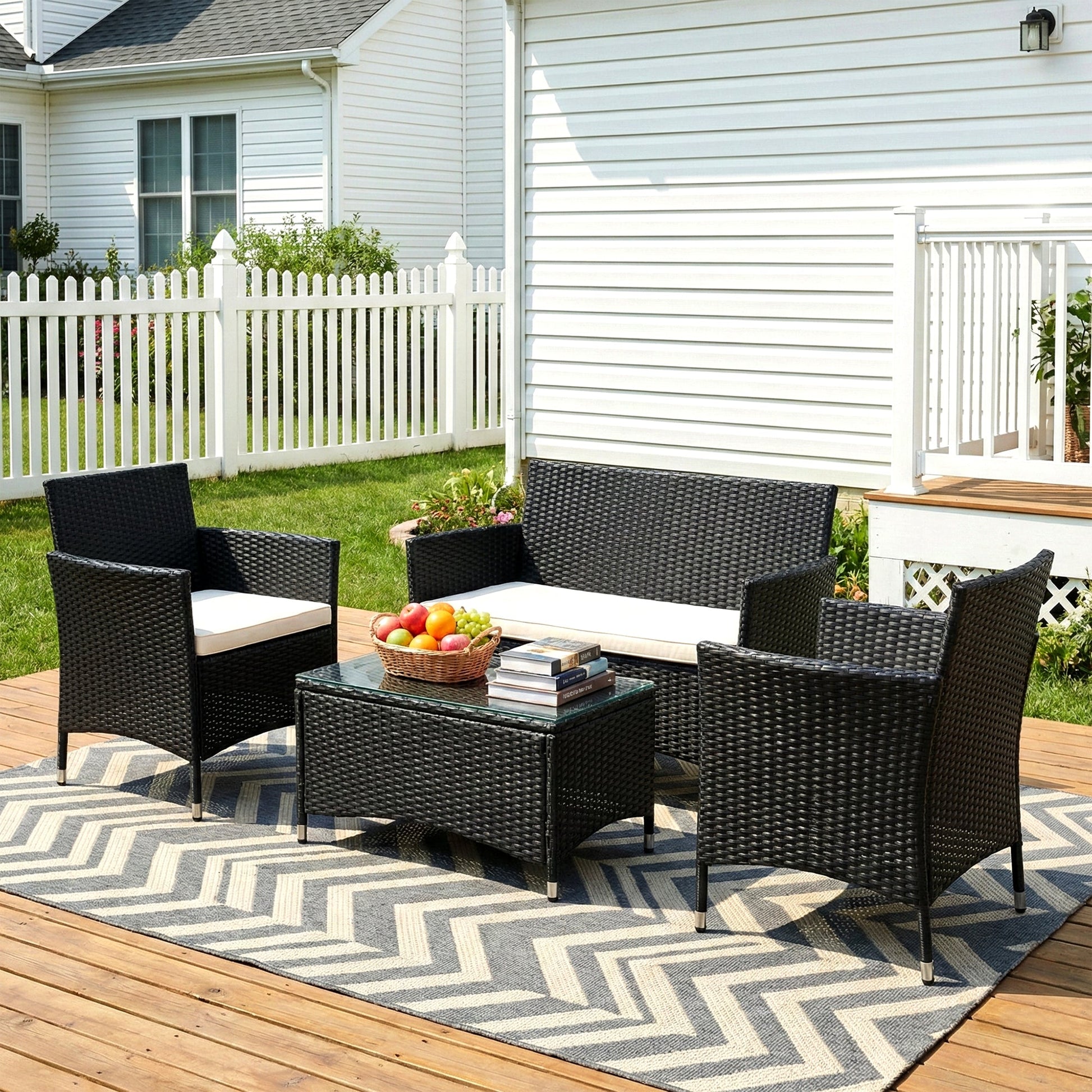 Unico Outdoor Sofa Set 2 Seater , 2 Single seater and 1 Center Table Set (Black)