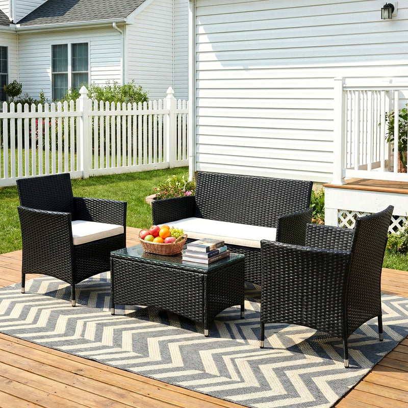 Unico Outdoor Sofa Set 2 Seater , 2 Single seater and 1 Center Table Set (Black)