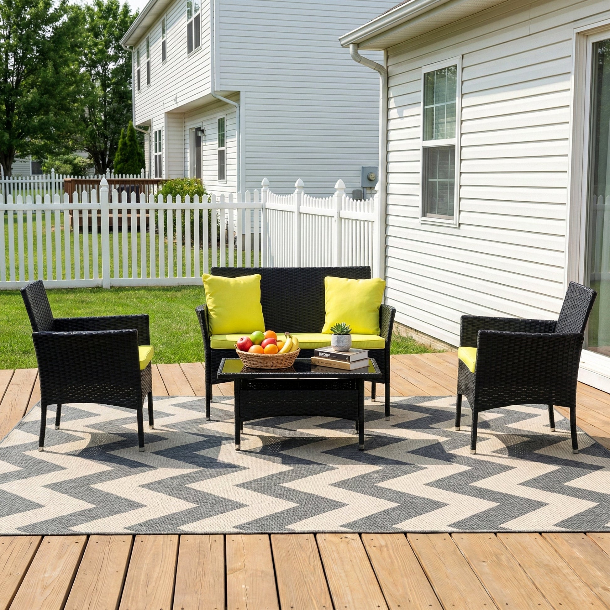 Hamper Outdoor Sofa Set 2 Seater , 2 Single seater and 1 Center Table Set (Black)