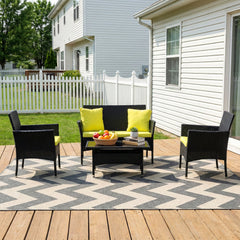 Hamper Outdoor Sofa Set 2 Seater , 2 Single seater and 1 Center Table Set (Black)