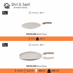 Aluminium 2 PCS Non-Stick Tawa Set Rockline