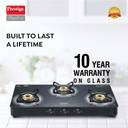Prestige Royale Plus GT 03L Toughened Black Glass Top with Baati/Tandoor Stand Inside Glass Manual Gas Stove