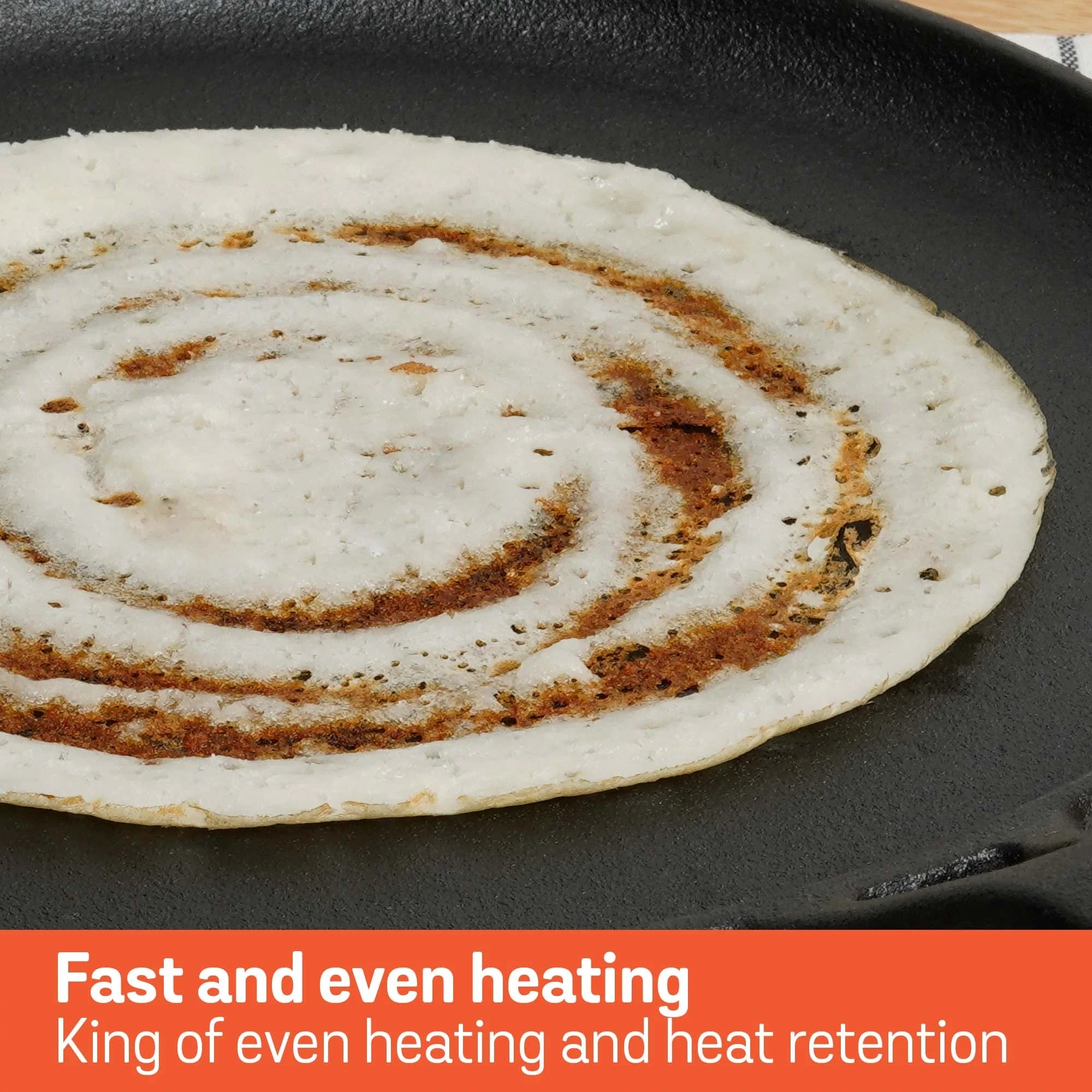 Meyer Pre-Seasoned Cast Iron 2pcs Set (20cm Frypan/Skillet + 28cm Flat Dosa Tawa)