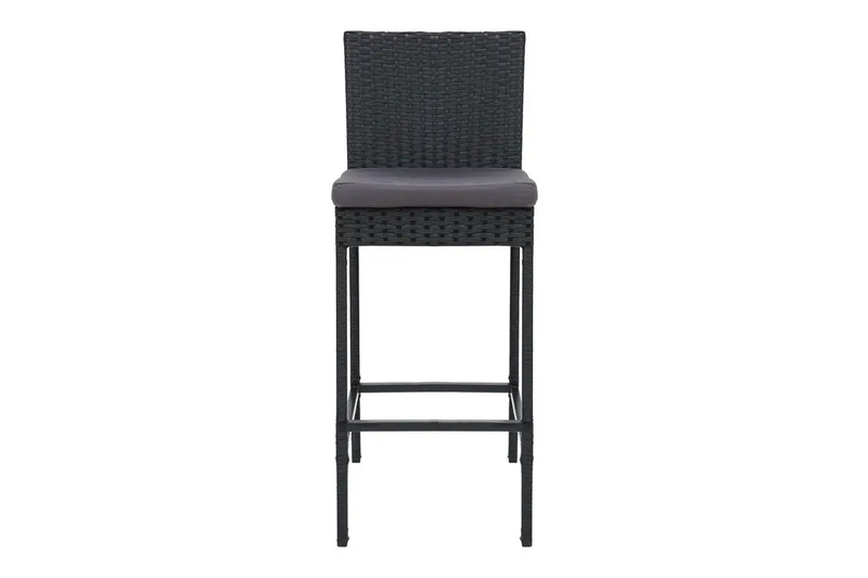 Nino Outdoor Patio Bar Chair 2 Chairs For Balcony (Black)
