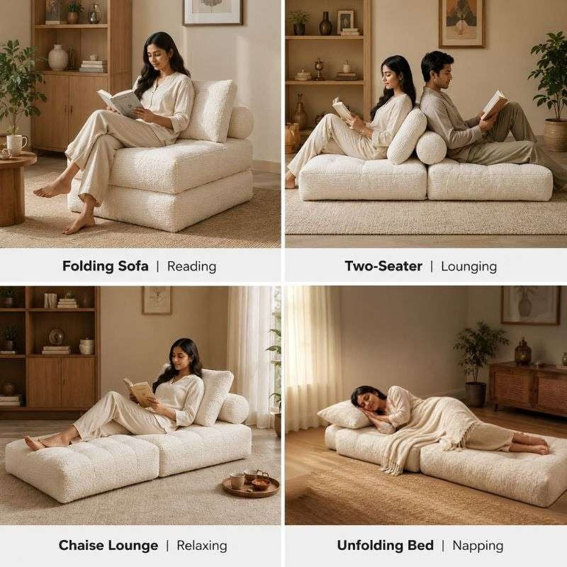 Fold Out Futon Chair | Foldable Single Sofa Bed for Guests