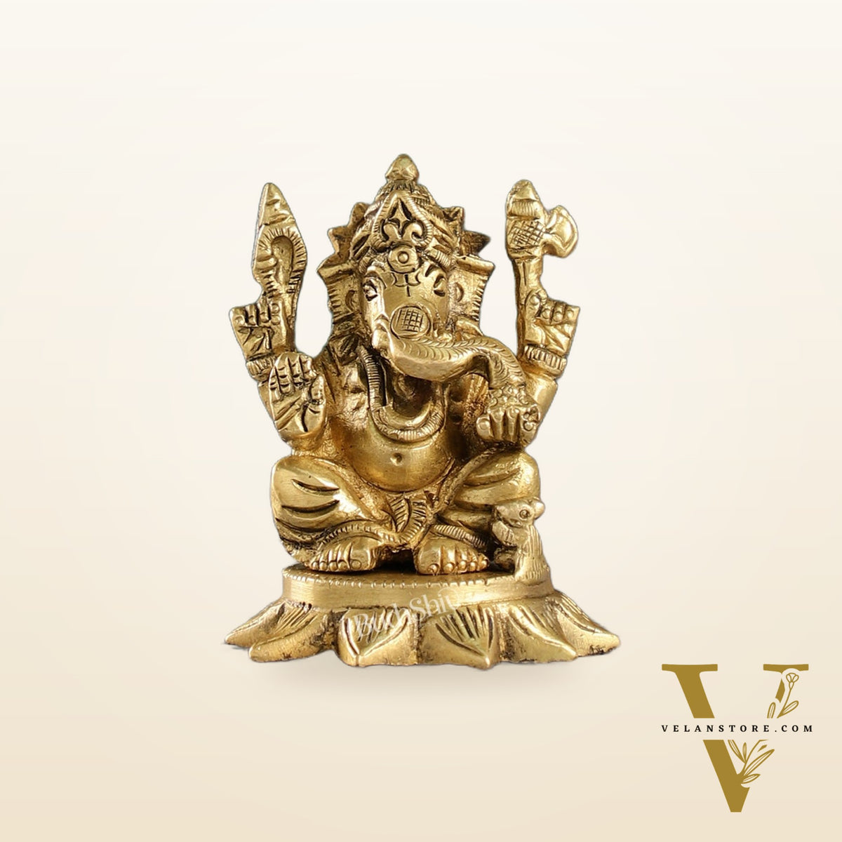 3-Inch Brass Small Lord Ganesha Idol