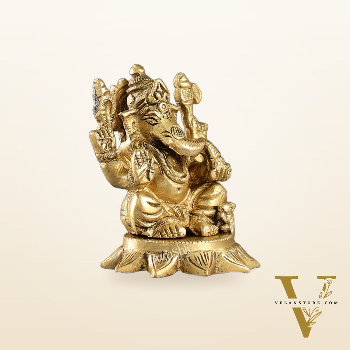 3-Inch Brass Small Lord Ganesha Idol