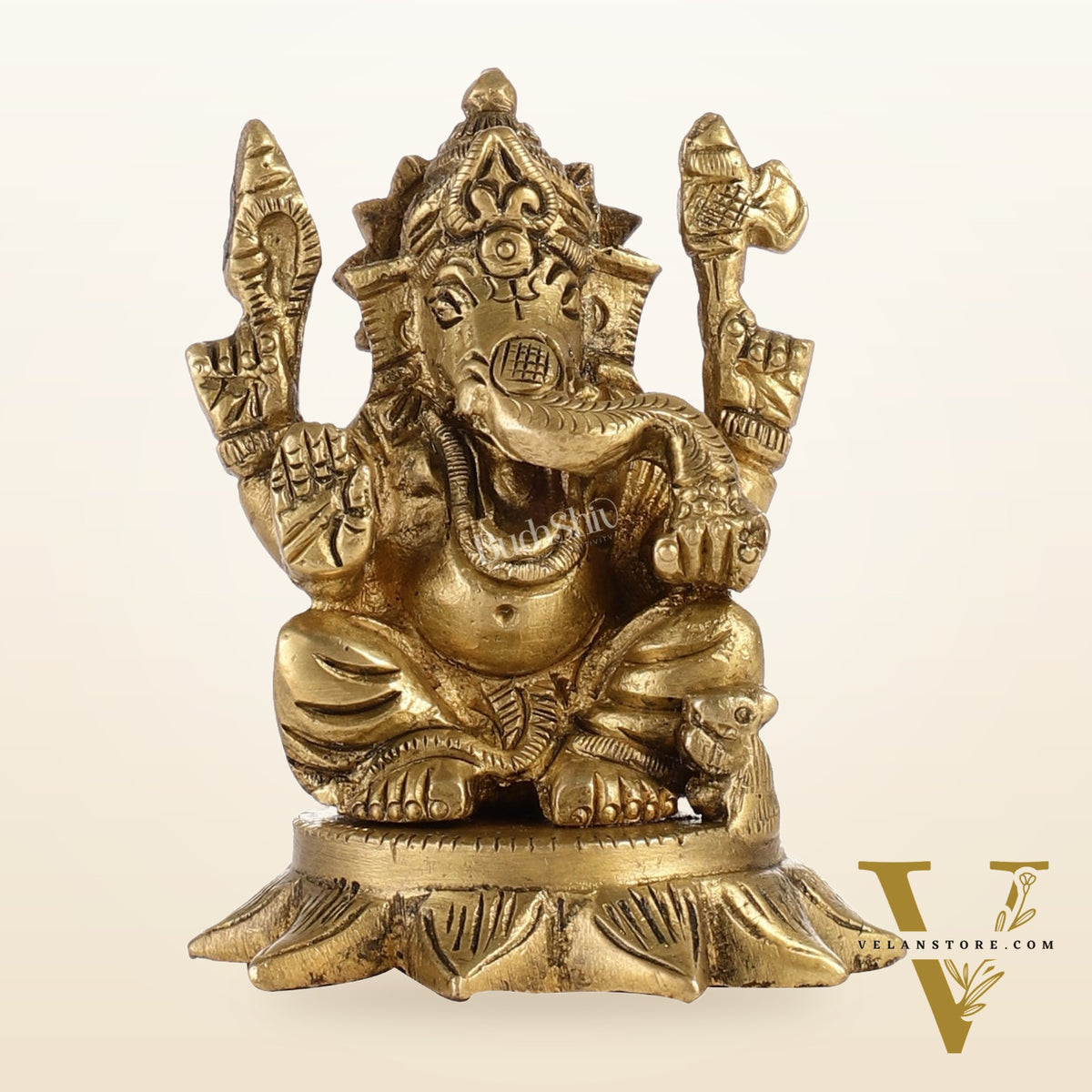 3-Inch Brass Small Lord Ganesha Idol