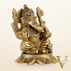3-Inch Brass Small Lord Ganesha Idol