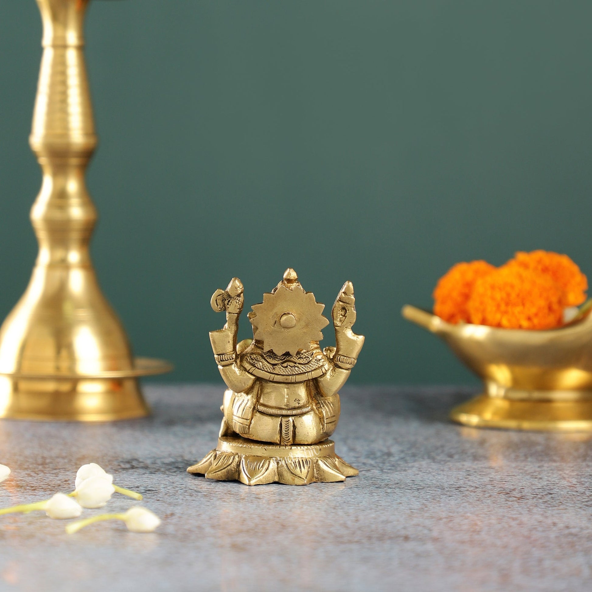3-Inch Brass Small Lord Ganesha Idol