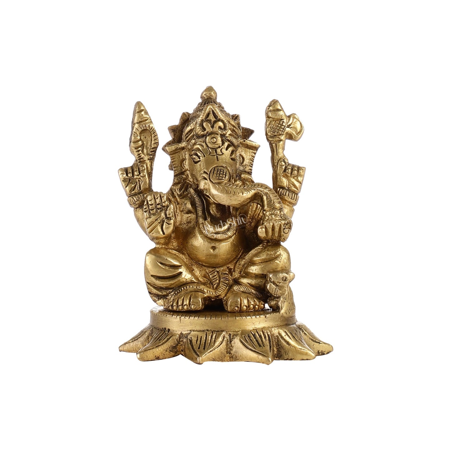 3-Inch Brass Small Lord Ganesha Idol