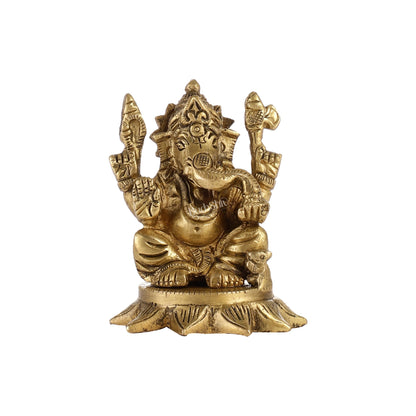 3-Inch Brass Small Lord Ganesha Idol