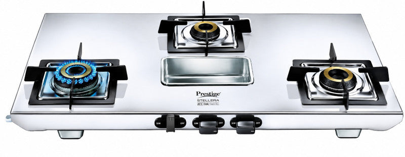 Prestige Stellora 3B|Uniquely Designed Pan Support|Cleaning Stand|360° Revolving Nozzle Stainless Steel Manual Gas Stove