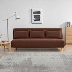 Modern 3 Seater Daybed Sofa Come Bed, Brown Fabric Fold-Out Sleeper Lounge, Convertible Sofa Bed for Living Room, Guest Room & Lounge