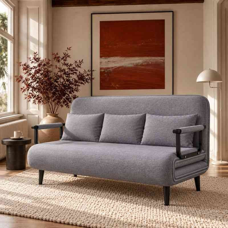 3 Seater Folding Sofa Come Bed, Full Convertible Sofa Bed for Living Room & Guest Room, Triple Seat Sleeper Sofa, Space Saving Recliner Bed