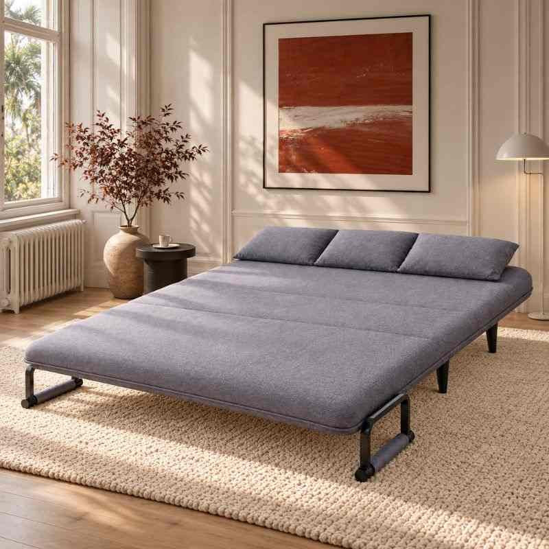 3 Seater Folding Sofa Come Bed, Full Convertible Sofa Bed for Living Room & Guest Room, Triple Seat Sleeper Sofa, Space Saving Recliner Bed
