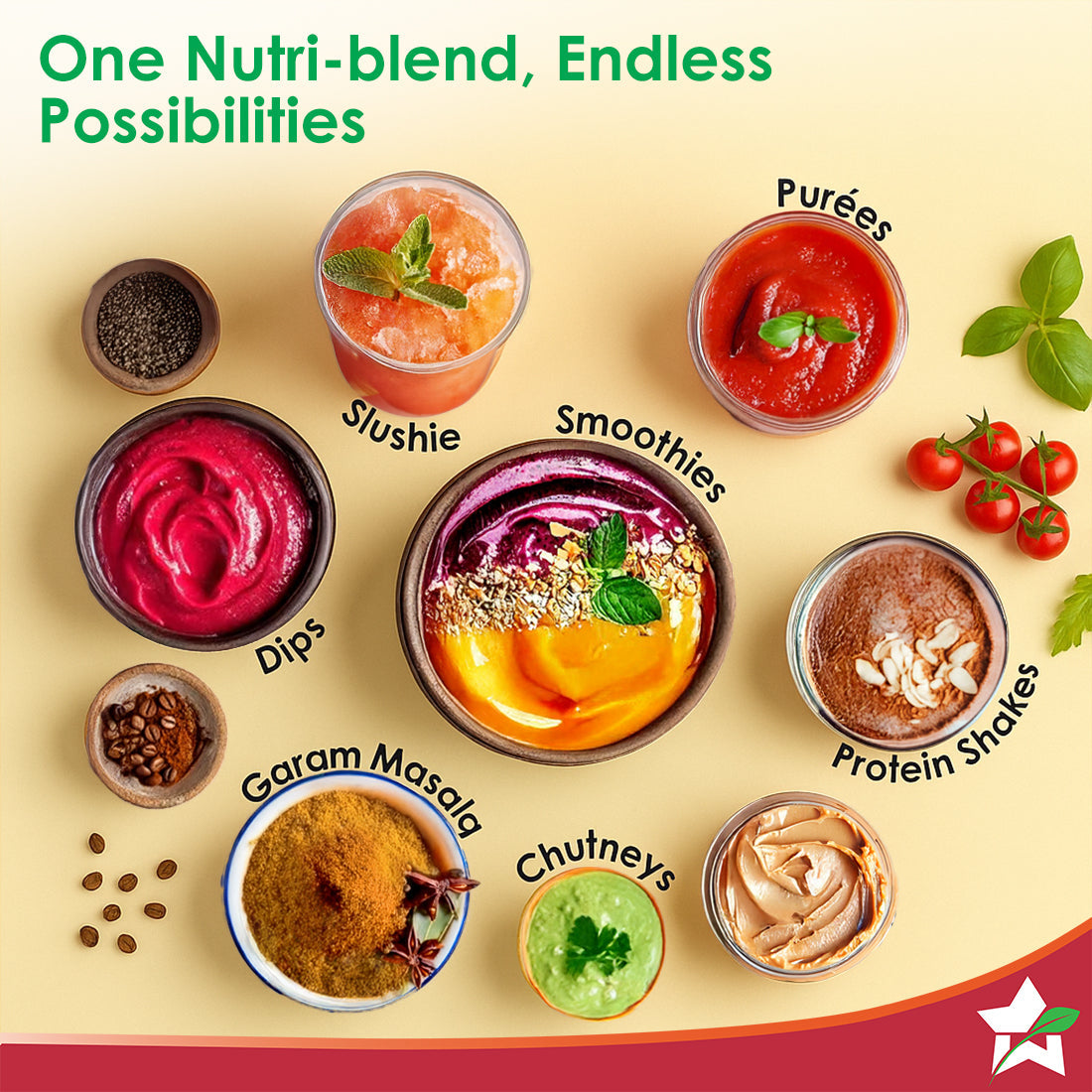 Nutri-blend Mist 500W Mixer Grinder, 22000 RPM, Smoothie Maker-Masala Grinder-Chutney Blender, 3 Unbreakable Jars, Limited Edition, Recipe Book by Chef Sanjeev Kapoor, 2 Yr Warranty, Black