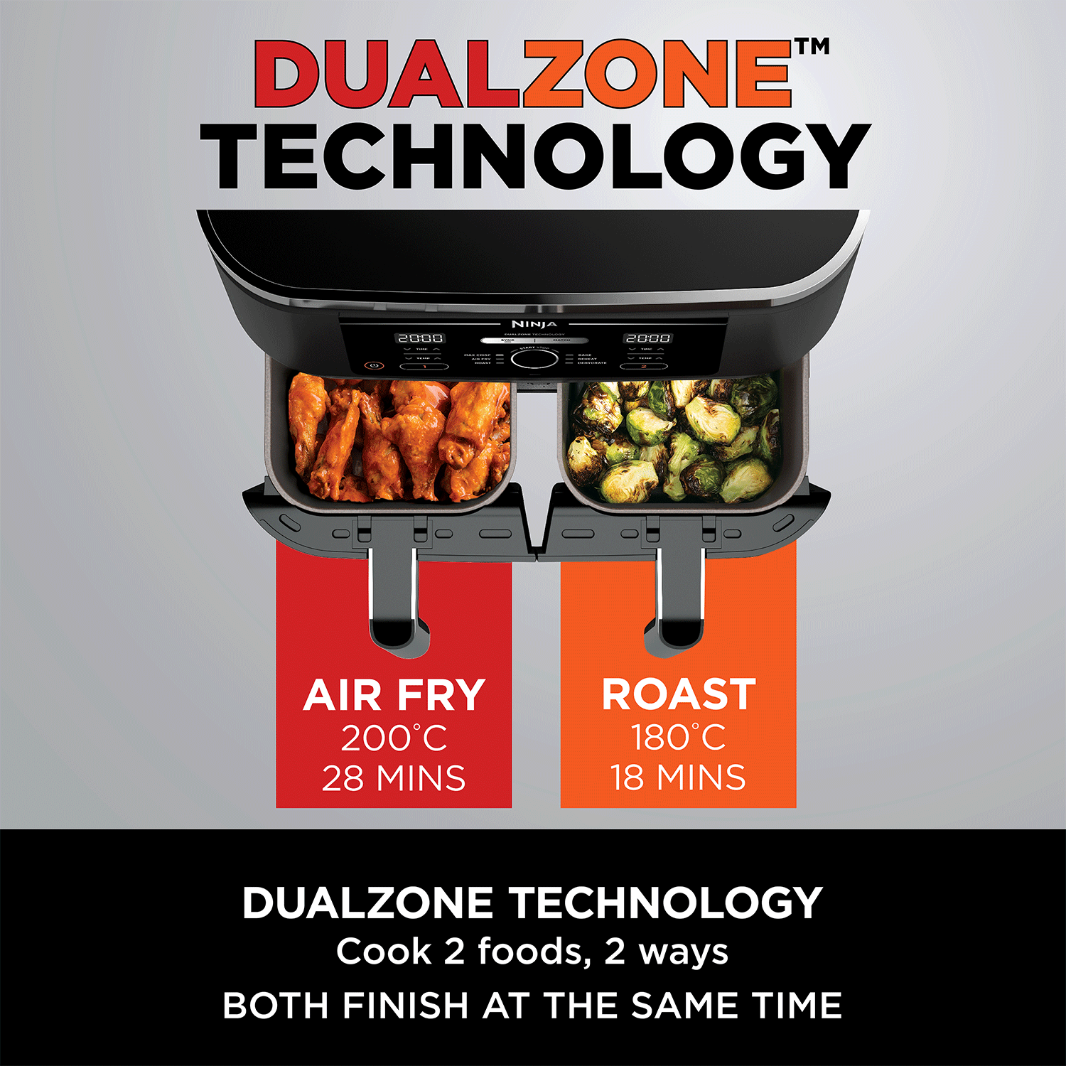 Ninja Foodi DualZone Air Fryer | 7.6L, 2 Drawers (AF300IN) | Cooking Surface Free from PTFE, PFOA & PFAS