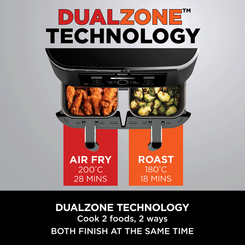 Ninja Foodi DualZone Air Fryer | 7.6L, 2 Drawers (AF300IN) | Cooking Surface Free from PTFE, PFOA & PFAS