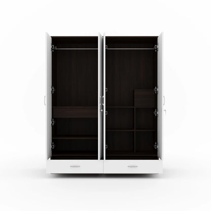Nilkamal Mozart 4 Door Mirror Wardrobe (Walnut / White)
