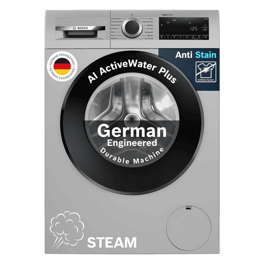 BOSCH 8 kg Fully Automatic Front Load Washing Machine (Series 6, WGA1320SIN, Auto Stain Removal, Silver)