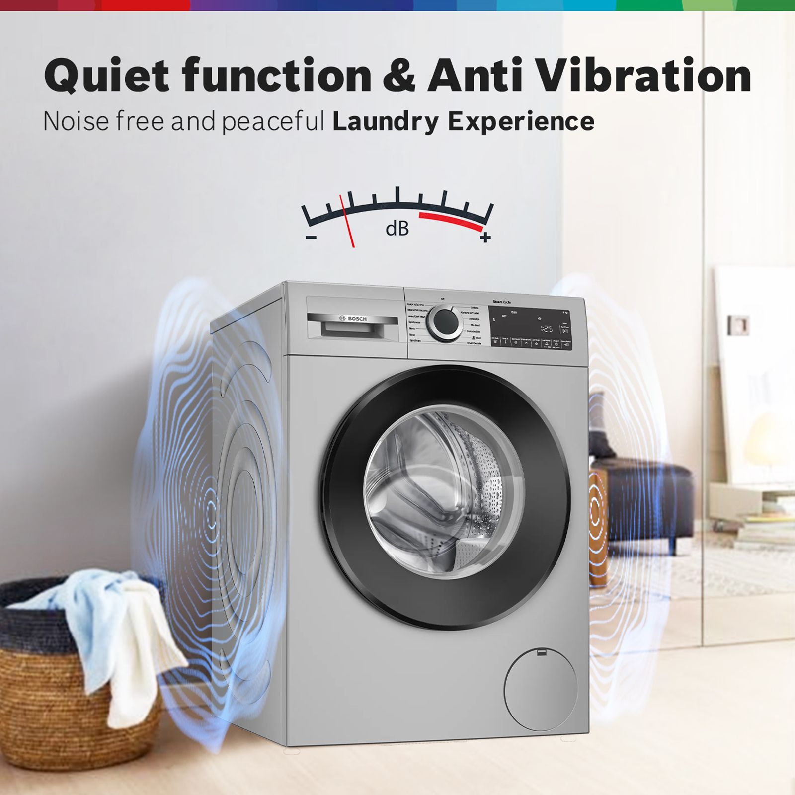 BOSCH 8 kg Fully Automatic Front Load Washing Machine (Series 6, WGA1320SIN, Auto Stain Removal, Silver)