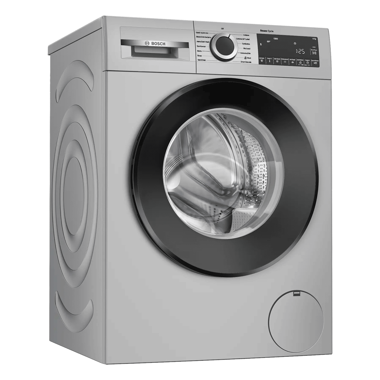 BOSCH 8 kg Fully Automatic Front Load Washing Machine (Series 6, WGA1320SIN, Auto Stain Removal, Silver)