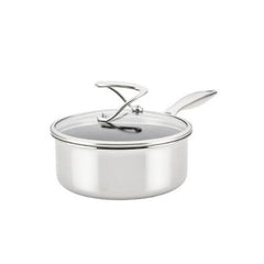 Circulon Clad Stainless Steel Saucepan with Glass Lid and Hybrid SteelShield and Nonstick Technology, 16cm, Silver