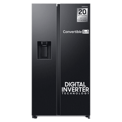SAMSUNG 633 Litres 3 Star Frost Free Side by Side Door Smart Wi-Fi Enabled Refrigerator with Twin Cooling Plus (RS78CG8543B1HL, Black Matt)