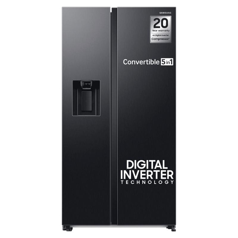 SAMSUNG 633 Litres 3 Star Frost Free Side by Side Door Smart Wi-Fi Enabled Refrigerator with Twin Cooling Plus (RS78CG8543B1HL, Black Matt)