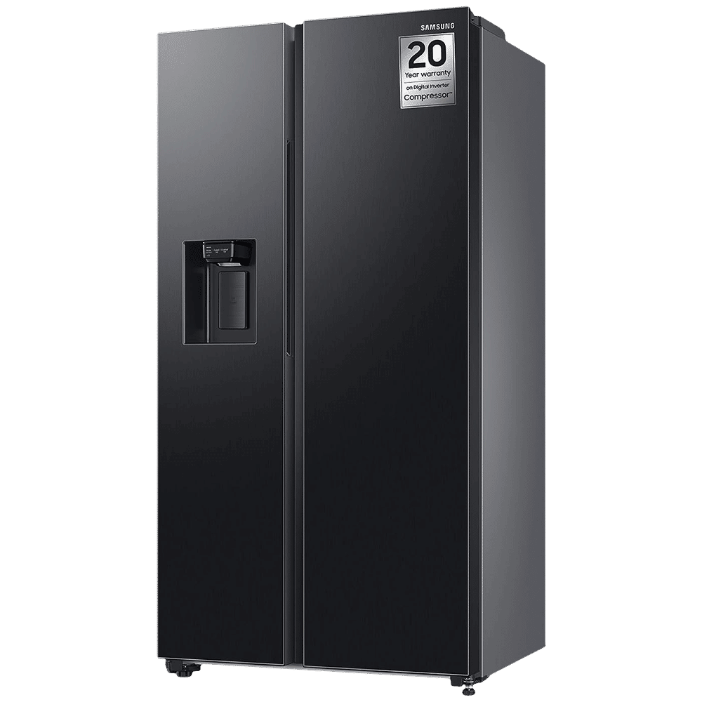 SAMSUNG 633 Litres 3 Star Frost Free Side by Side Door Smart Wi-Fi Enabled Refrigerator with Twin Cooling Plus (RS78CG8543B1HL, Black Matt)