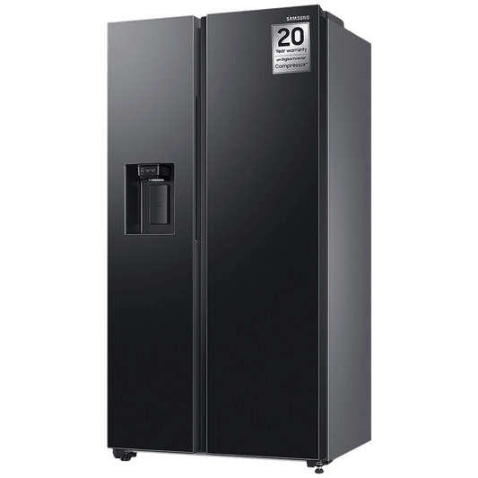 SAMSUNG 633 Litres 3 Star Frost Free Side by Side Door Smart Wi-Fi Enabled Refrigerator with Twin Cooling Plus (RS78CG8543B1HL, Black Matt)